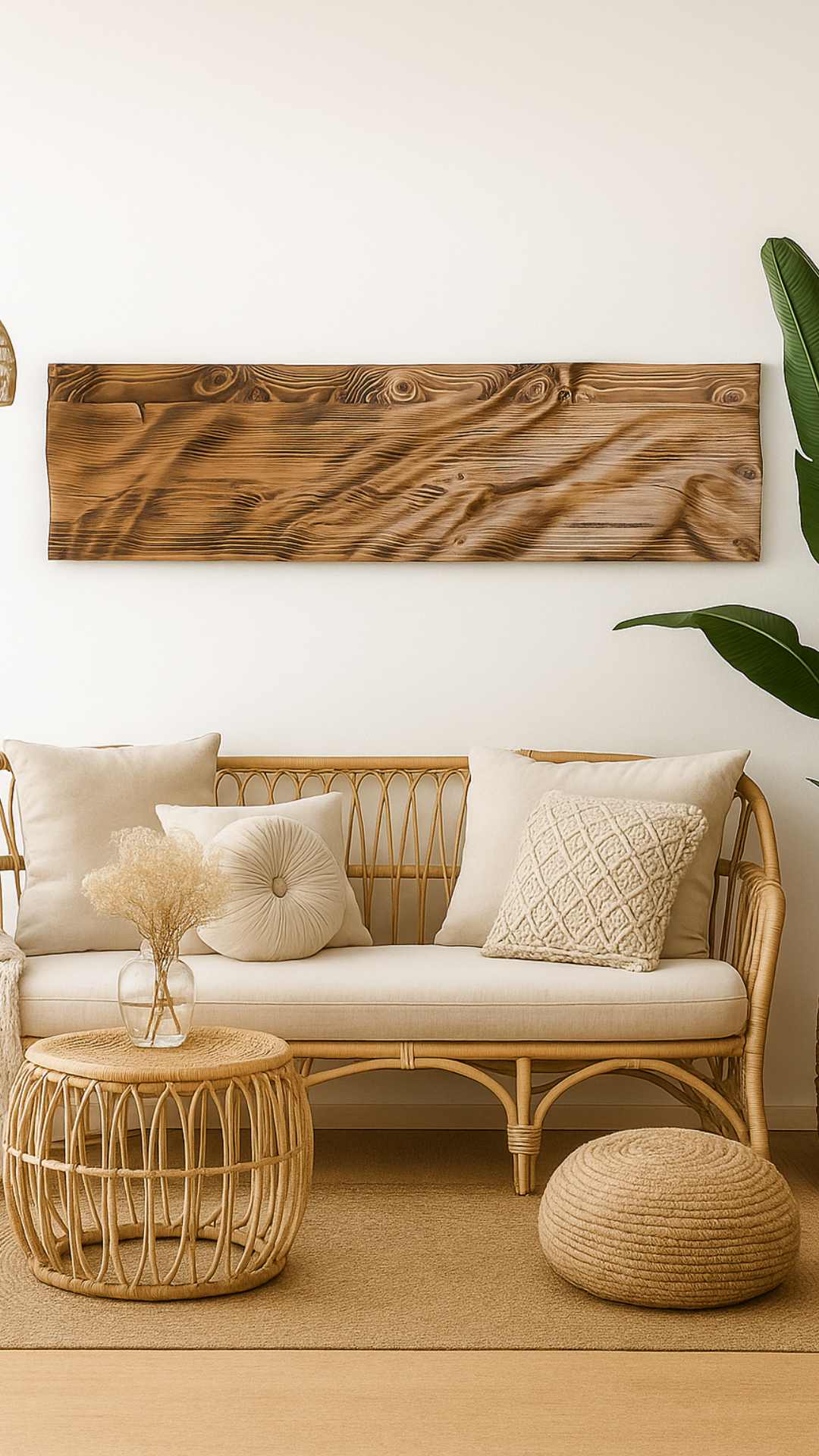 Cabeceros y murales artesanales de madera decoracion boho-chic - mediterraneo-Nature_Maris_Kawah_instalado