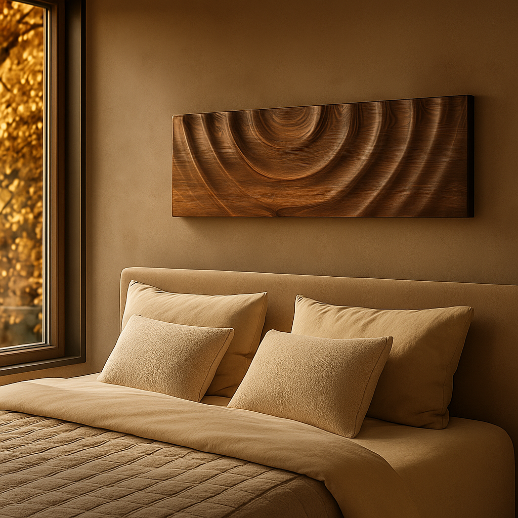 Cabeceros y murales artesanales de madera decoracion boho-chic - mediterraneo-Nature_Vibrant_Kawah-instalado