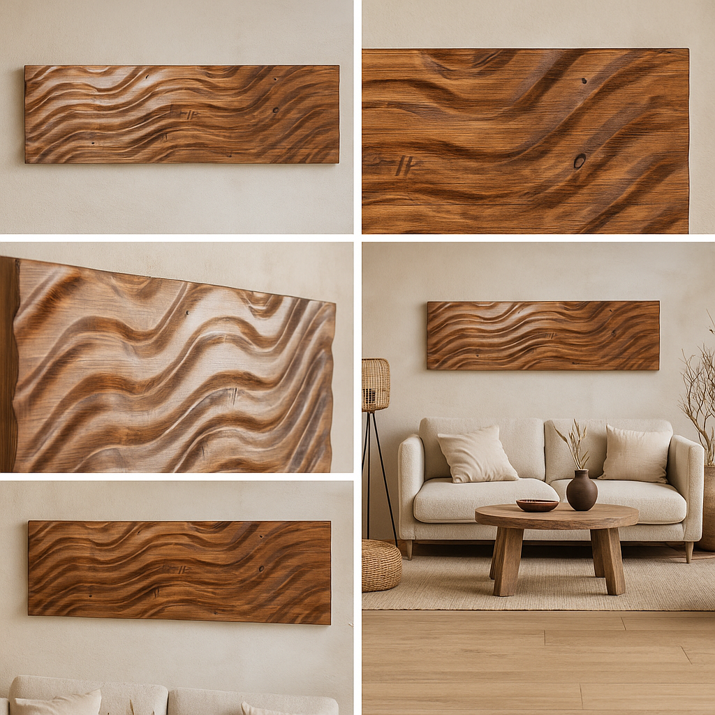 Cabecero o mural de madera decoracion boho chic, mediterraneo- Nature-Collage- Kawah