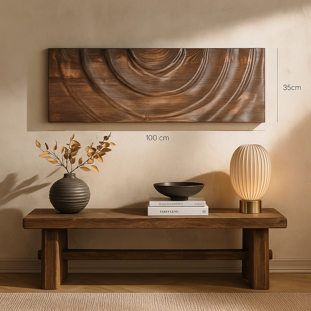 Cabeceros y murales artesanales de madera decoracion boho-chic - mediterraneo-Nature_Vibrant_Kawah-medidas-instalado