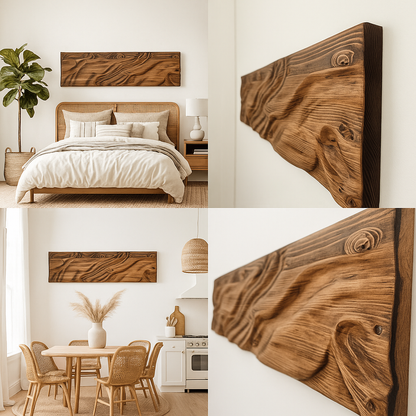 Cabeceros y murales artesanales de madera decoracion boho-chic - mediterraneo-Nature_Maris_Kawah-instalado